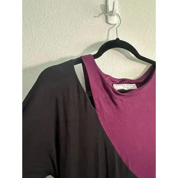 Trina Turk Lola Colorblock Purple and Black Cut out Dress 4 - Picture 10 of 10